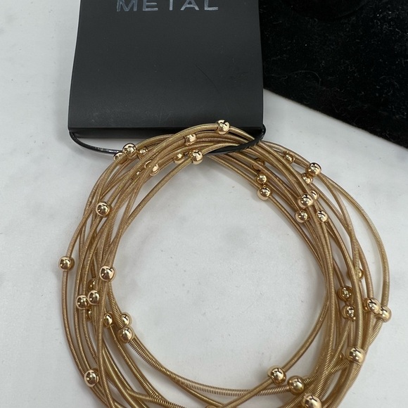 Gold Studs with Stretchy Spring Coil Bracelet - Picture 2 of 3